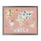 Stupell Industries Kid's Map Of World Pink Floating Frame, design by Carla Daly